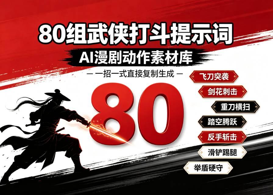 做AI漫剧缺少动作素材？80组打斗提示词直接套用