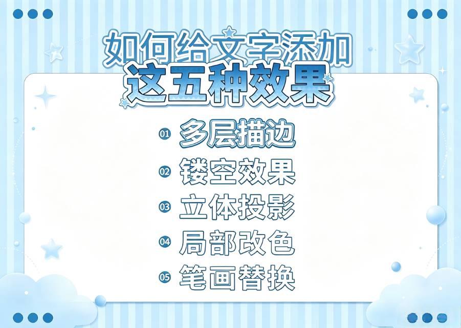 PS文字5种创意效果制作教程，多层描边立体字设计技巧