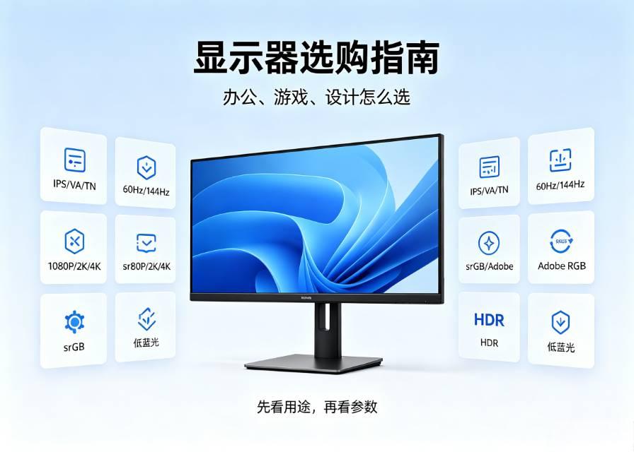 电脑显示器怎么选？12项参数完整科普，新手选购不踩坑