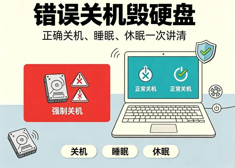电脑千万别强制关机！正确关机方法，保护硬盘防止数据损坏