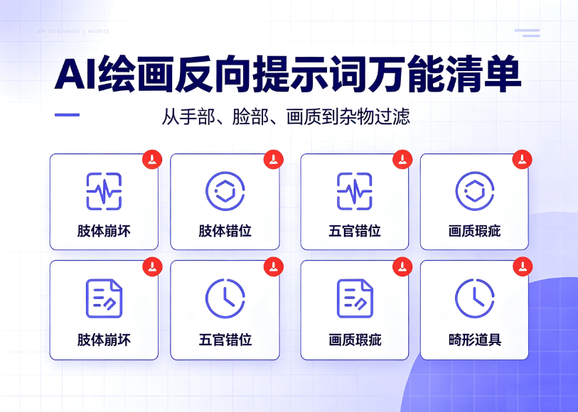 好用的AI绘画反向词合集，防止五官错乱肢体崩坏