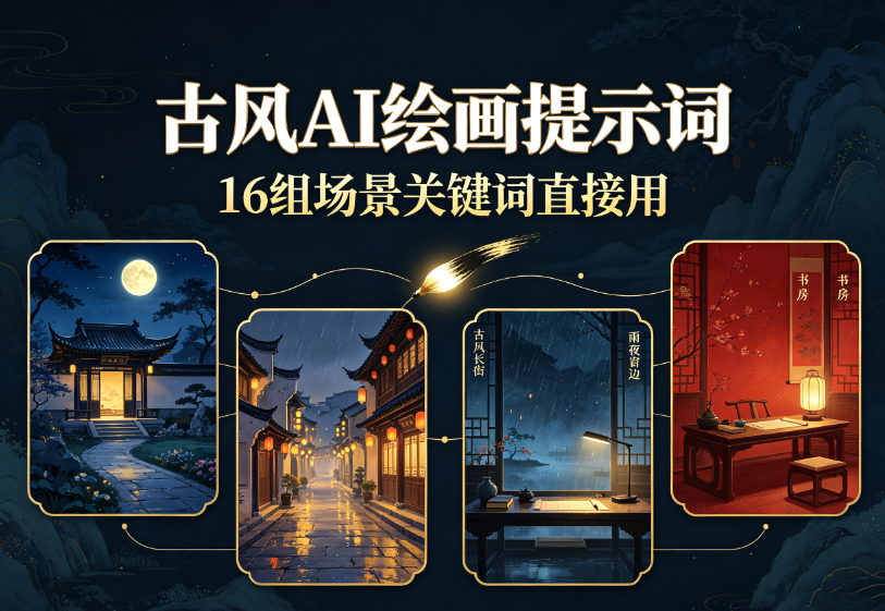 16组古风场景AI提示词，复制直接生成国风画面