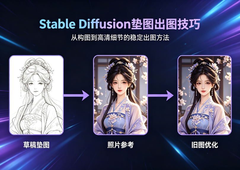 新手必学SD图生图垫图技巧，稳定高清出图